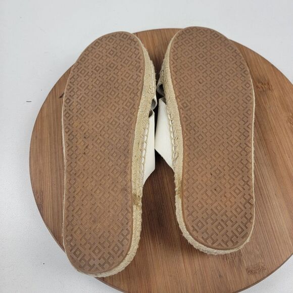 Tory Burch Bima White Leather Espadrille Slide Flats Womens Size 10 Beach - Picture 11 of 13